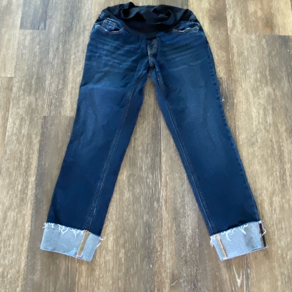 Maternity boyfriend full panel cuffed jeans